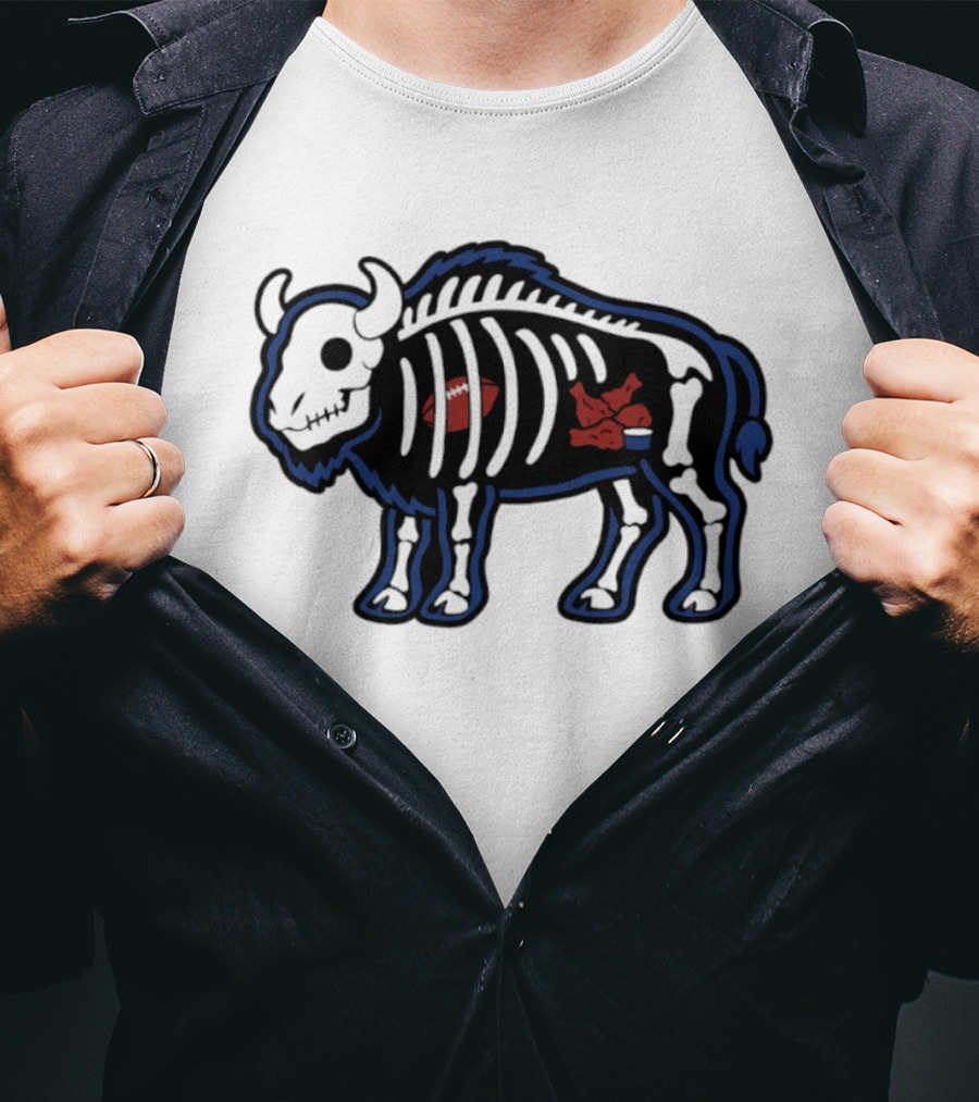 Buffalo Mafia Football X Ray Skeleton Drawing With Chicken Wings And Blue Cheese T-Shirt