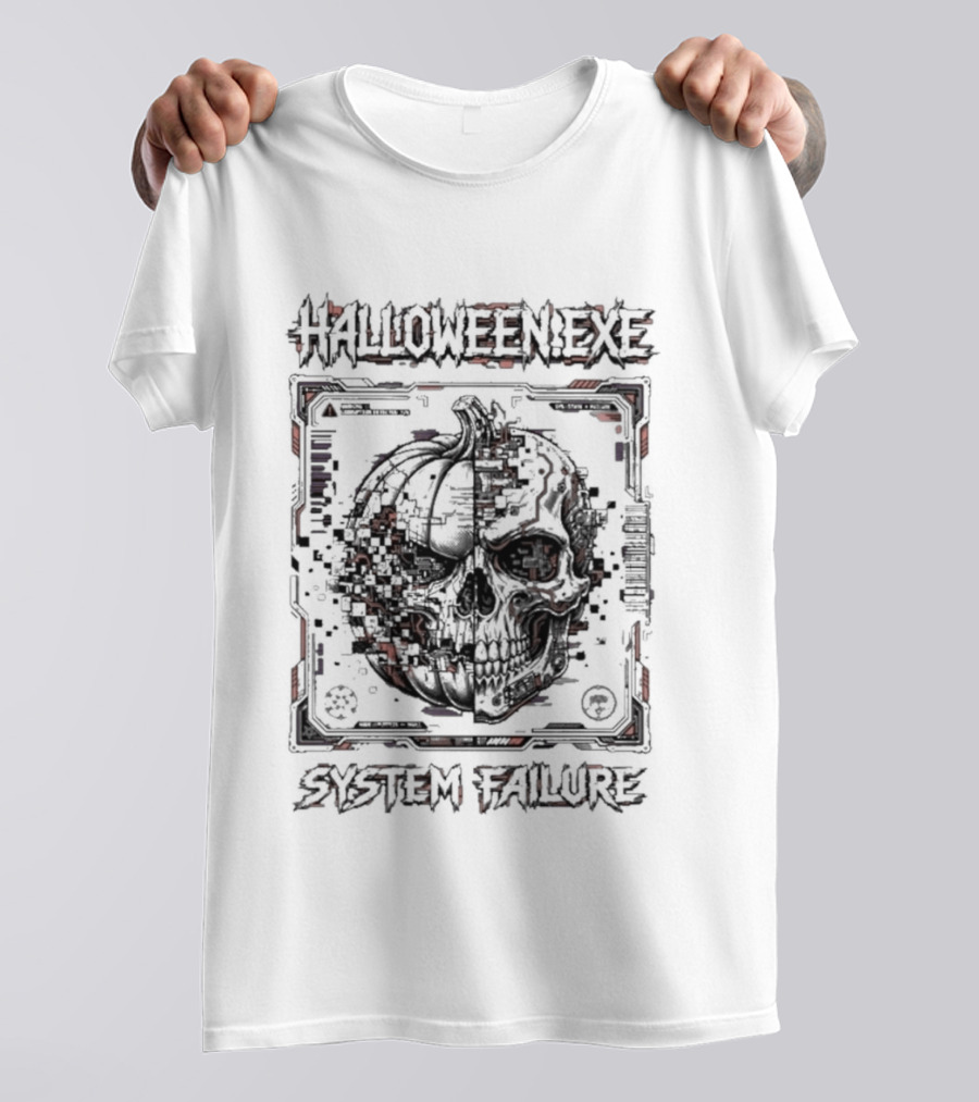 Halloween EXE System Failure Cyberpunk Glitch Horror T-Shirt