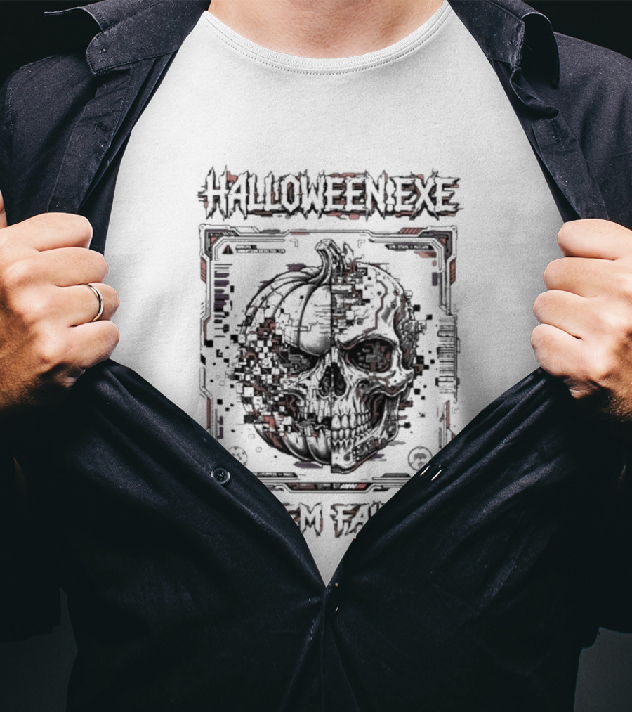 Halloween EXE System Failure Cyberpunk Glitch Horror T-Shirt