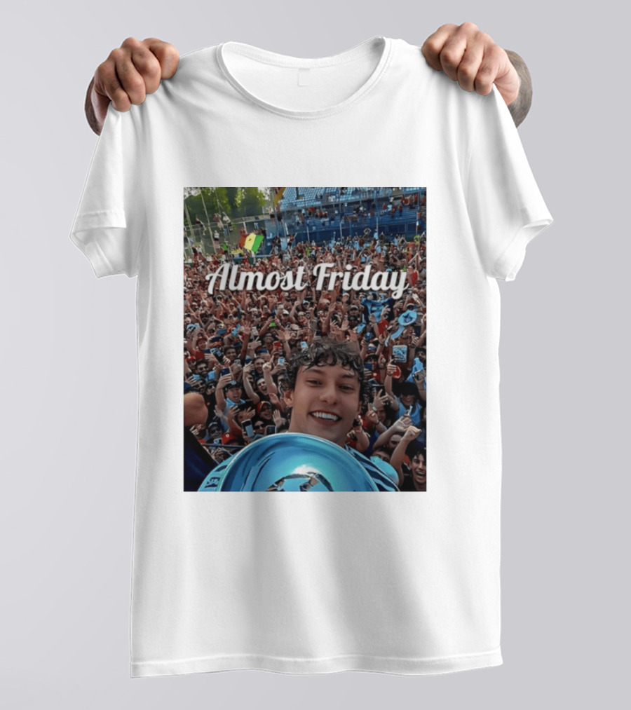 Kimi Antonelli Victory Selfie With Trophy After Winning 2026 Italian Grand Prix At Monza Almost Friday T-Shirt