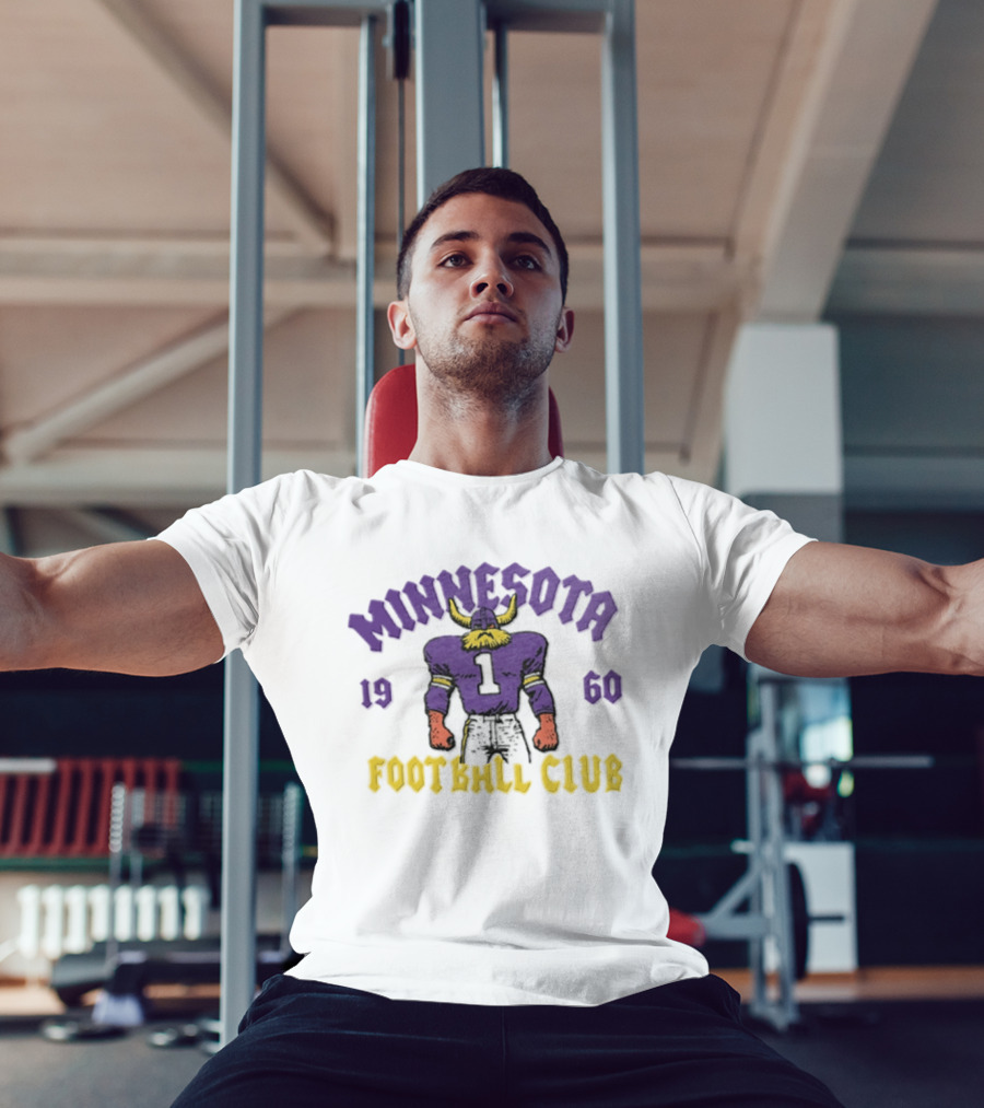Minnesota Vikings 1960 Football Club Retro Horned Player Purple Yellow T-Shirt