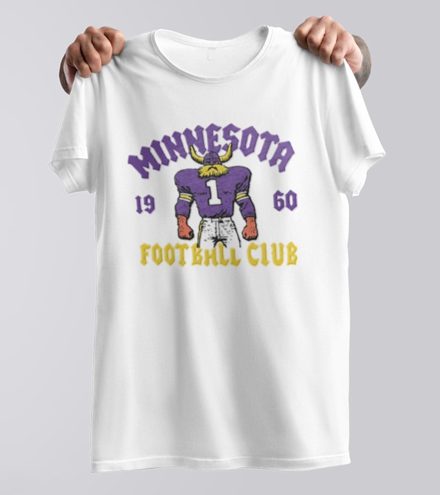 Minnesota Vikings 1960 Football Club Retro Horned Player Purple Yellow T-Shirt