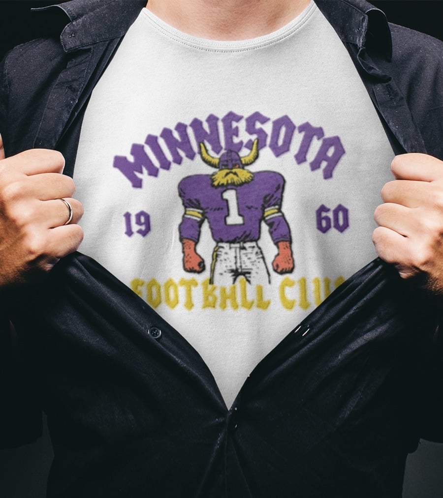 Minnesota Vikings 1960 Football Club Retro Horned Player Purple Yellow T-Shirt