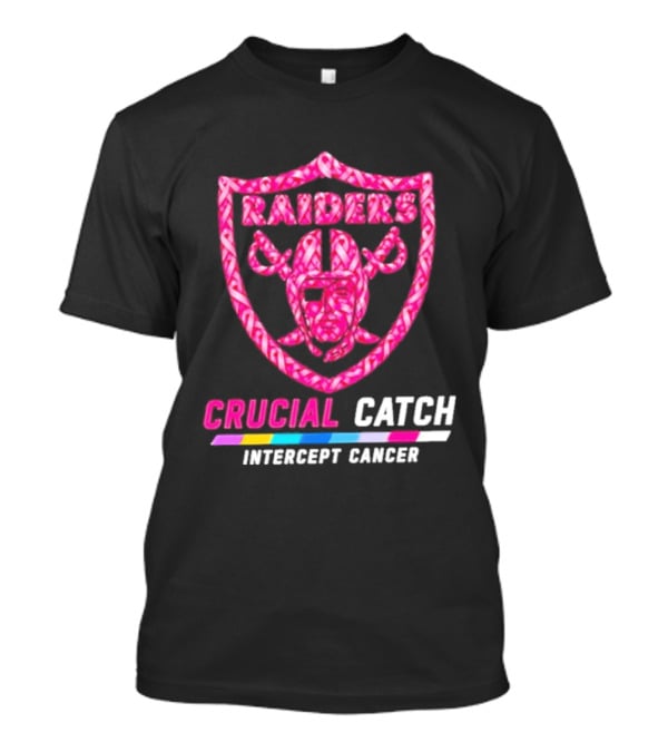 Las Vegas Raiders Crucial Catch Intercept Cancer Pink Ribbon Logo 2026 T-Shirt