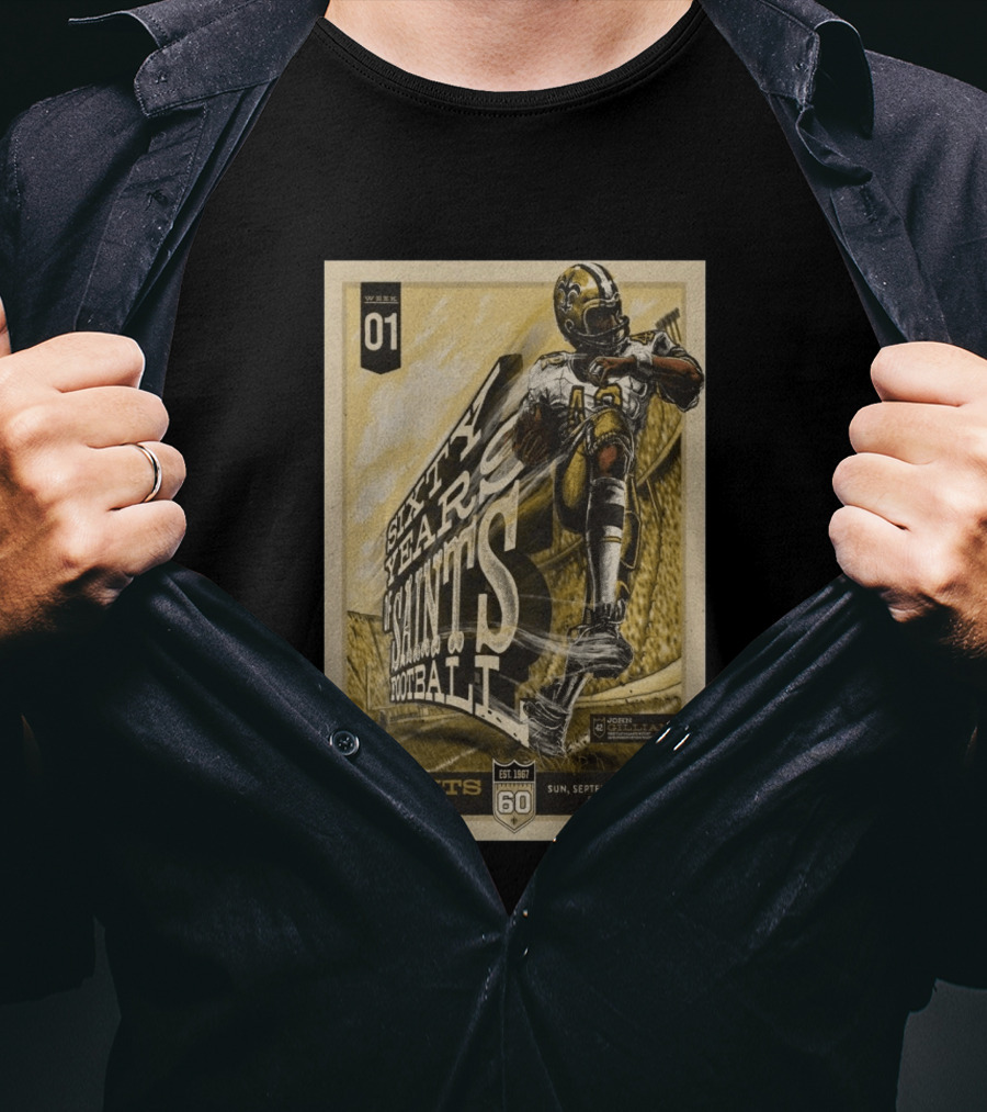 New Orleans Saints Vs Detroit Lions 60th Anniversary John Gilliam Tribute September 13 2026 Ford Field T-Shirt