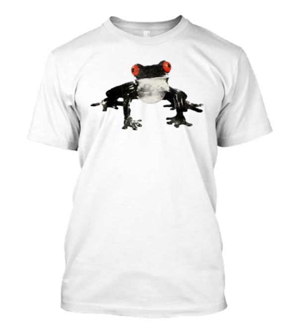 Red Eyed Tree Frog Black And White Monochrome Contrasting T-Shirt