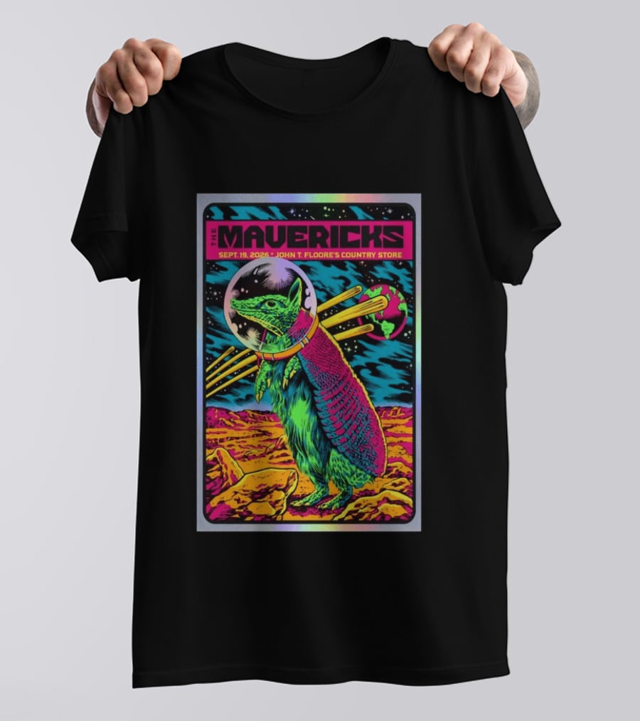The Mavericks Sep 19 2026 Cosmic Armadillo Event John Floore Country Store Helotes TX T-Shirt