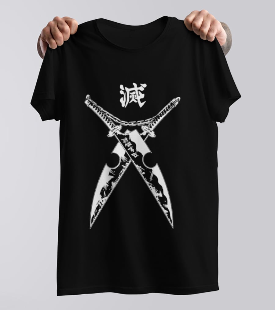 Tengen Uzui Demon Slayer Crossed Twin Blades Kanji T-Shirt