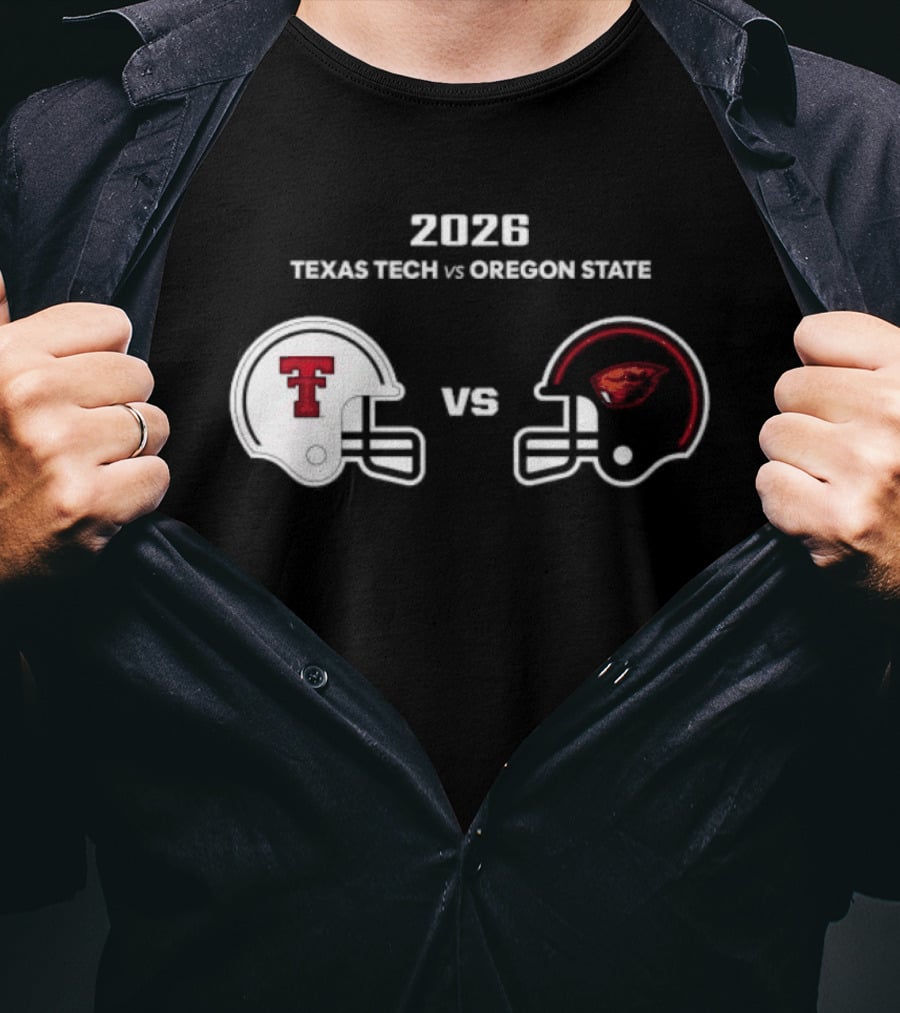 2026 Texas Tech Vs Oregon State Football Matchup Helmets T-Shirt