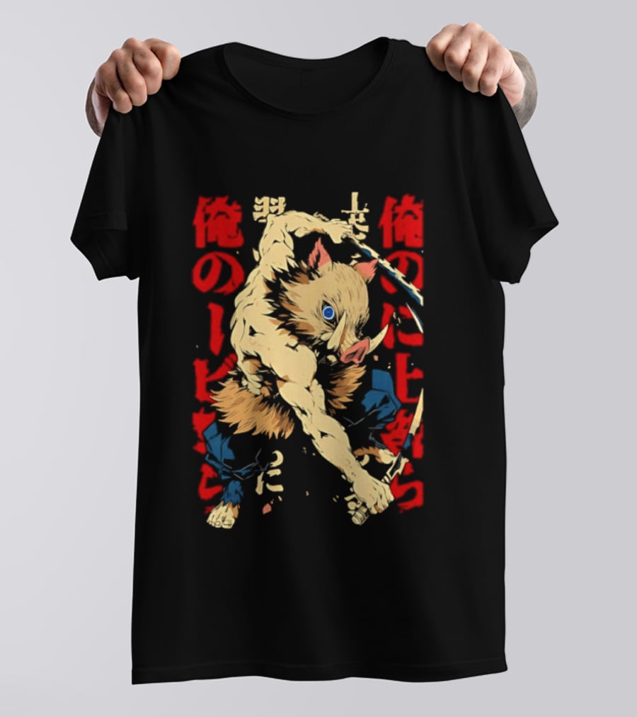 Inosuke Hashibira Beast Breathing Kanji Art Demon Slayer Anime T-Shirt