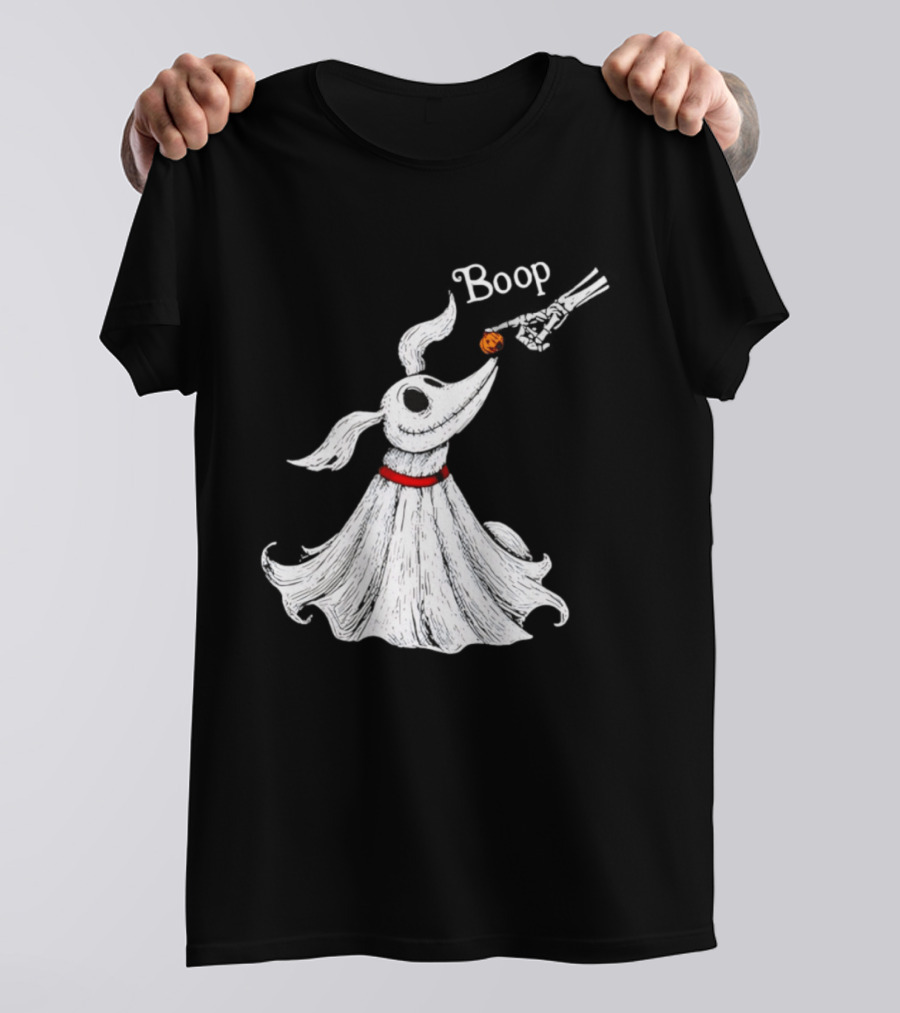 Zero Dog Boop Halloween Skeleton Hand Ghost Dog Pumpkin Nose T-Shirt