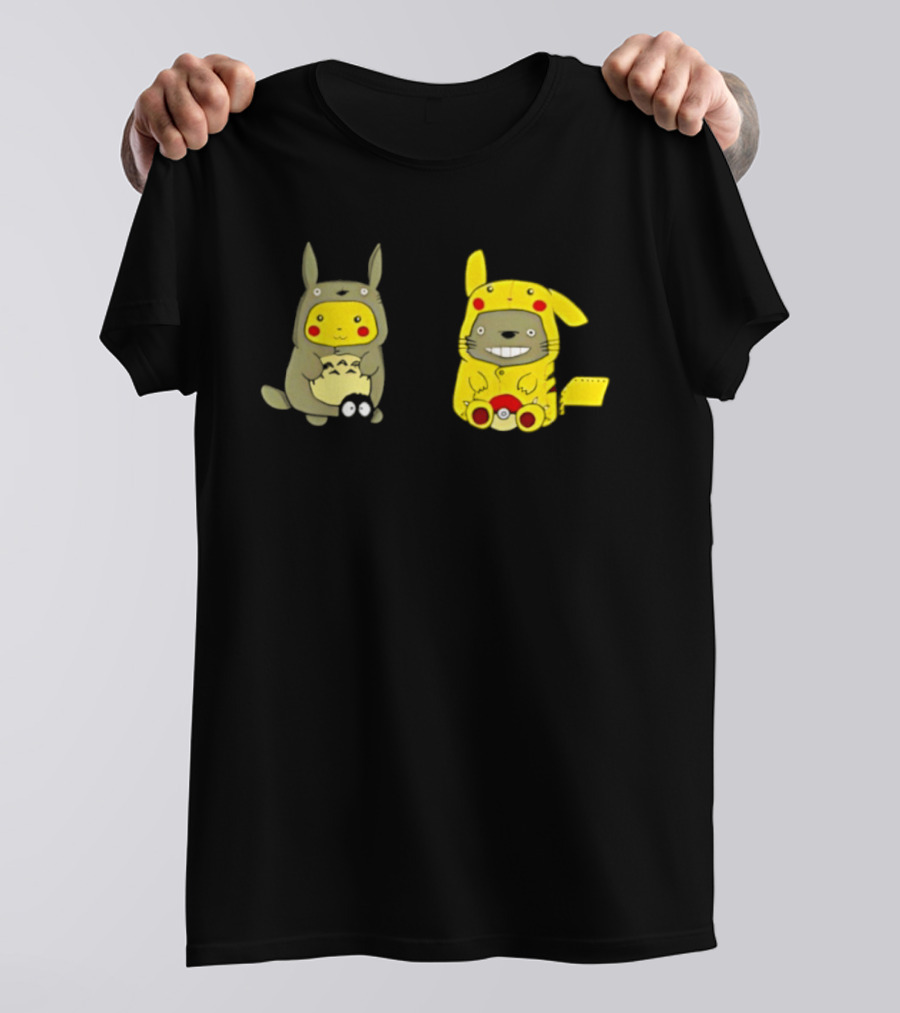 Pikachu Pokémon My Neighbor Totoro Studio Ghibli Crossover Characters T-Shirt