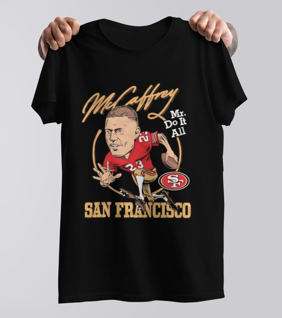 Christian McCaffrey 23 Mr Do It All San Francisco Football Caricature T-Shirt