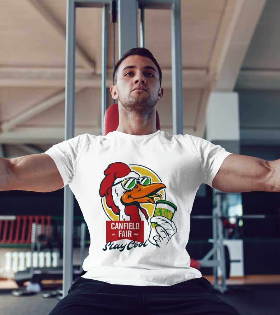 Canfield Fair Stay Cool Rooster Drinking Lemonade T-Shirt