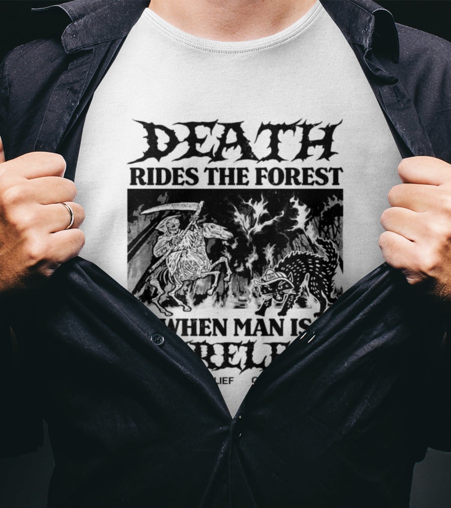 Death Rides The Forest When Man Is Careless Spokane Fire Relief OPFC X Milkcrate White T-Shirt