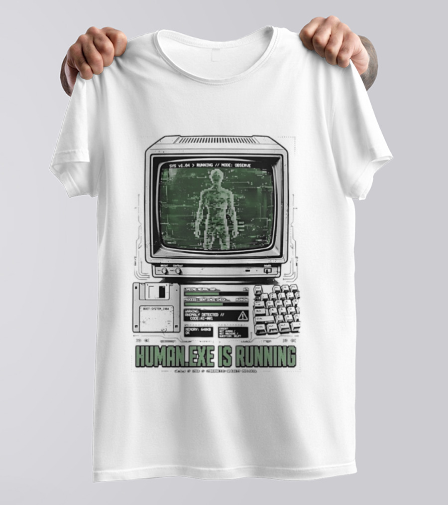 Human Exe Is Running AI Vintage Computer Terminal Display T-Shirt