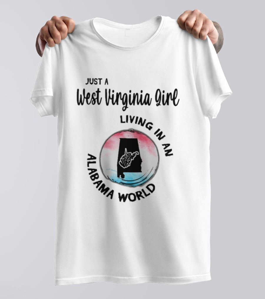 West Virginia Girl In Alabama World Map T-Shirt