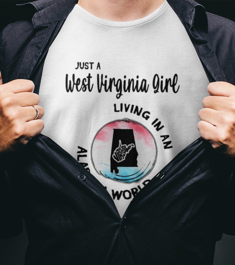 West Virginia Girl In Alabama World Map T-Shirt