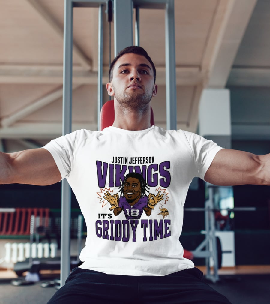 Minnesota Vikings Justin Jefferson It's Griddy Time Caricature T-Shirt