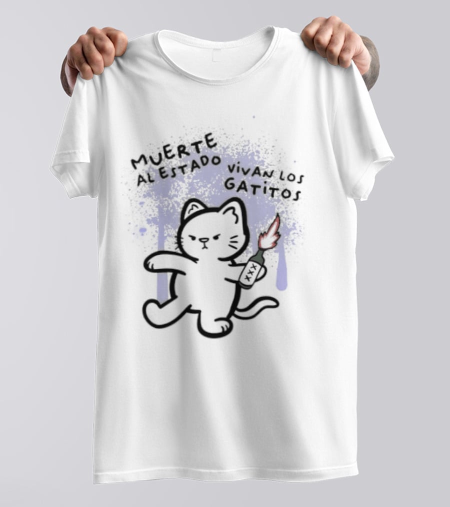 Muerte Al Estado Vivan Los Gatitos Anarchist Cat Molotov T-Shirt
