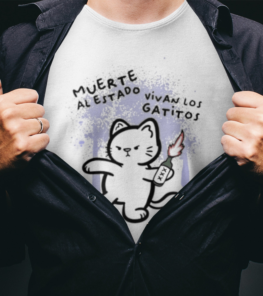 Muerte Al Estado Vivan Los Gatitos Anarchist Cat Molotov T-Shirt