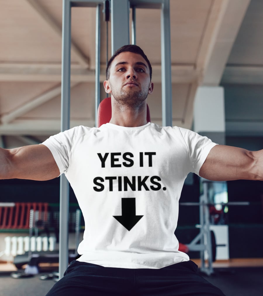 Yes It Stinks Sarcastic Humor Arrow Pointing Down T-Shirt