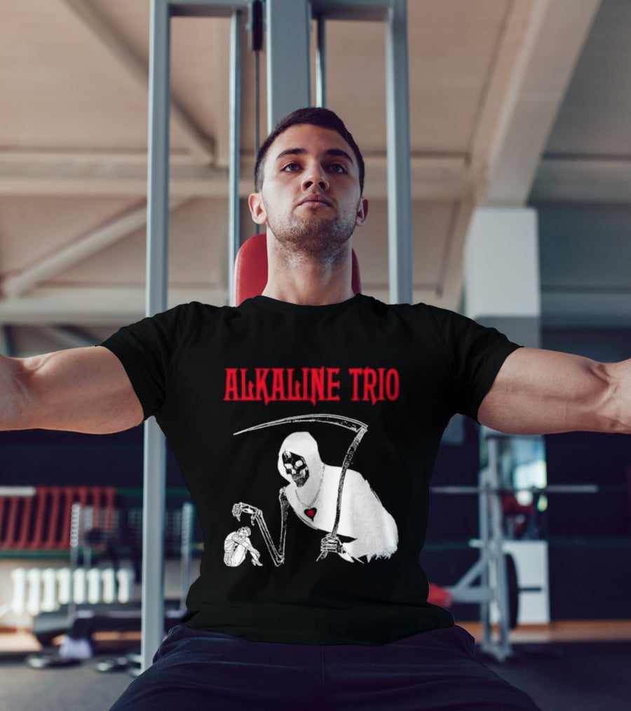 Alkaline Trio Grim Reaper Scythe Heart Skeleton T-Shirt