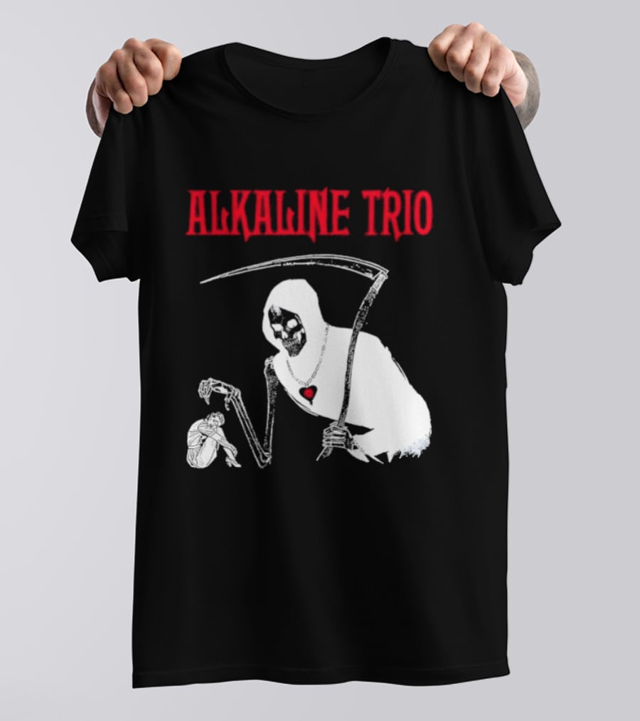 Alkaline Trio Grim Reaper Scythe Heart Skeleton T-Shirt