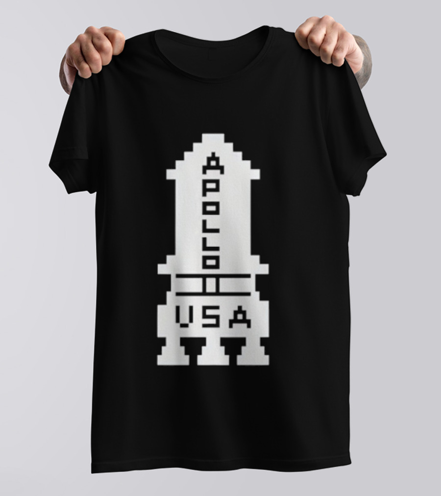 Apollo USA Rocket NASA Pixel T-Shirt
