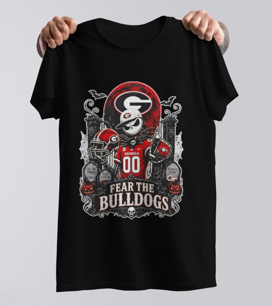 Fear The Bulldogs Georgia Jack Skellington Halloween 2026 Sic 'Em Dawgs Beat Florida Hunker Down T-Shirt