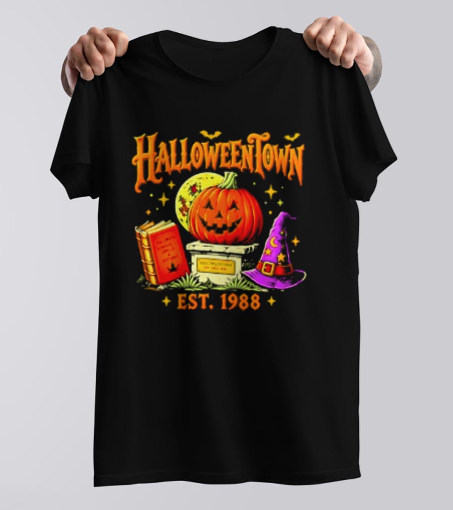 Halloweentown Est 1988 Magic Spells And Potions Pumpkin Witch Hat Book T-Shirt