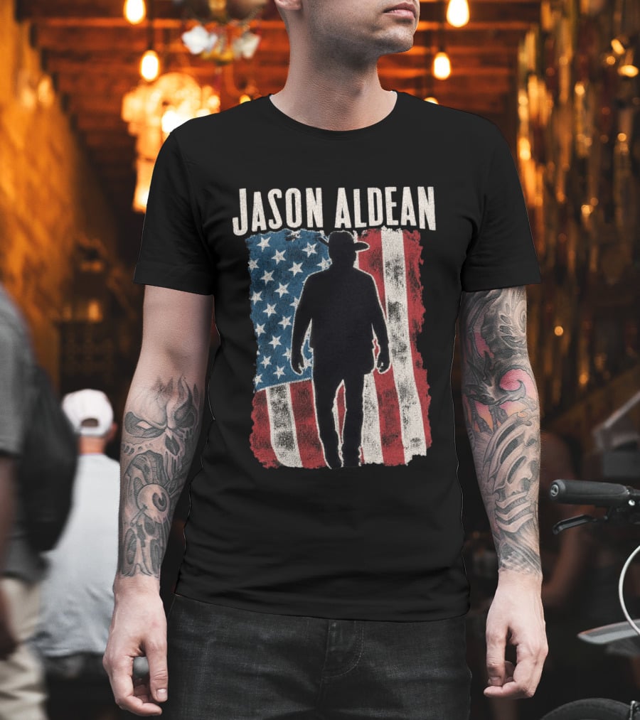Jason Aldean Tour 2026 American Flag Cowboy T-Shirt