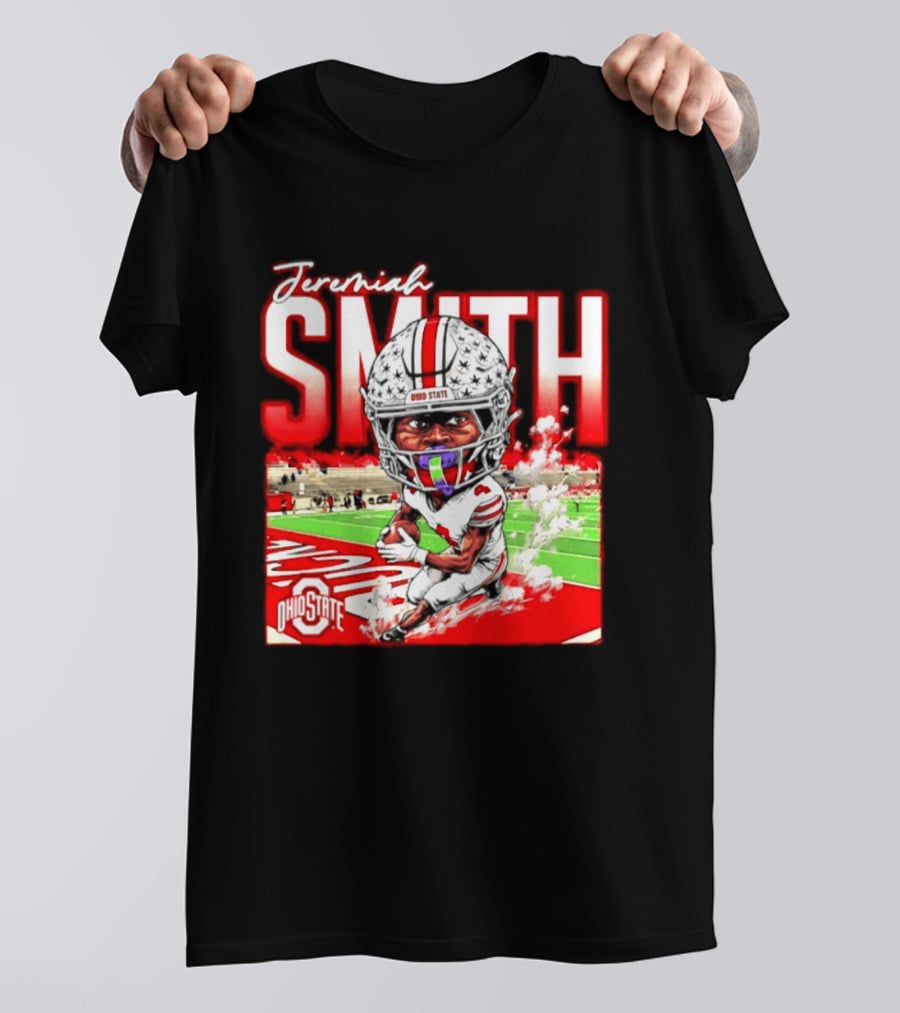 Jeremiah Smith Ohio State Buckeyes NCAA Player Running Caricature T-Shirt