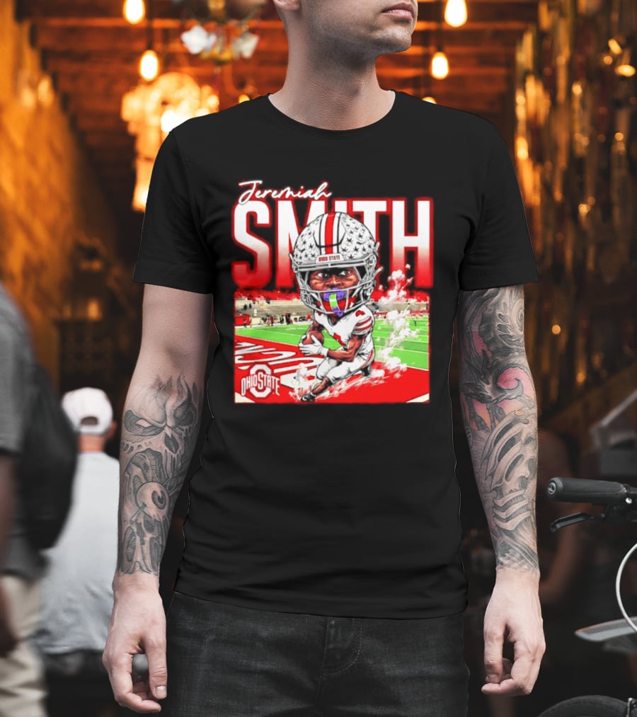Jeremiah Smith Ohio State Buckeyes NCAA Player Running Caricature T-Shirt