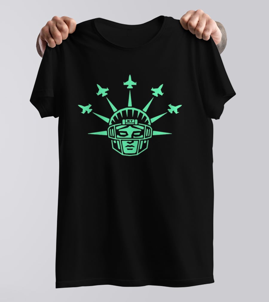 Statue Liberty Helmet New York Jets Football Formation T-Shirt
