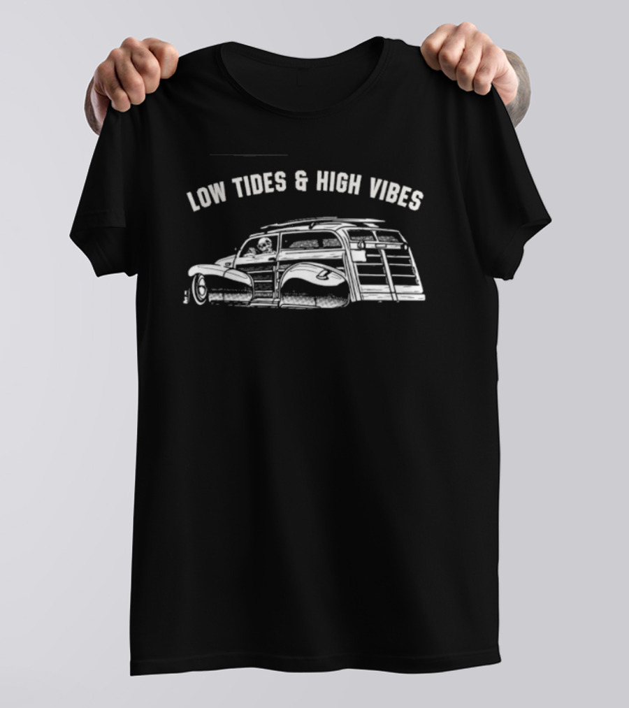 Low Tides And High Vibes Surfing Car Beach Adventure T-Shirt
