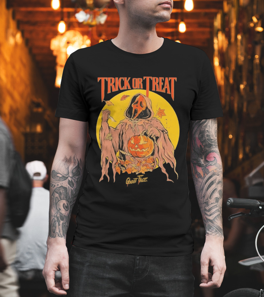 Trick Or Treat Ghost Face Pumpkin Cavity Colors Halloween T-Shirt