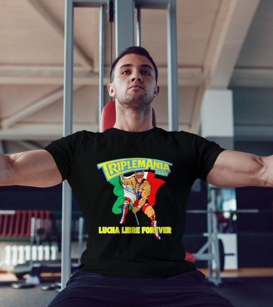 Triplemania XXXIV Lucha Libre Forever Wrestler Mexican Flag T-Shirt