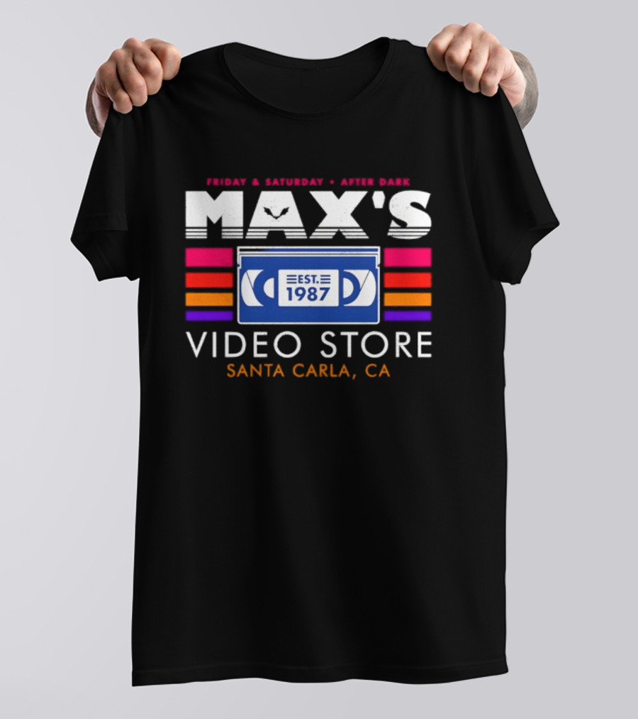 Max's Video Store Santa Carla CA Est 1987 Retro VHS 80s Aesthetic T-Shirt