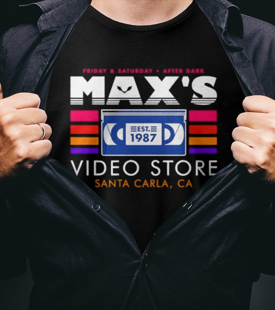 Max's Video Store Santa Carla CA Est 1987 Retro VHS 80s Aesthetic T-Shirt
