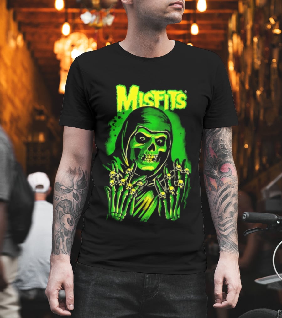 Misfits Fiend Club 26 Punk Rock Jerry Only Skull Neon Green T-Shirt