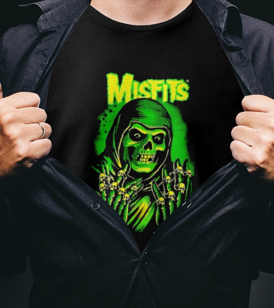 Misfits Fiend Club 26 Punk Rock Jerry Only Skull Neon Green T-Shirt