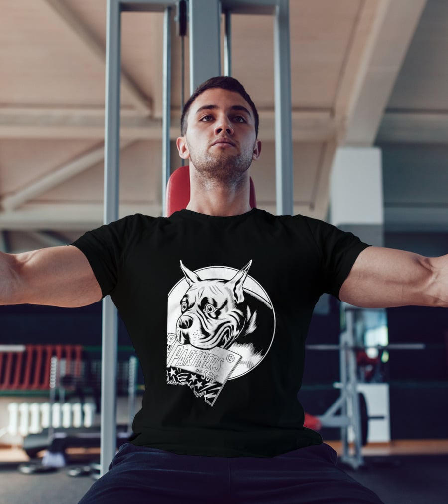 Pitbull Dog Comic Book With Biting Graphic And Stars T-Shirt