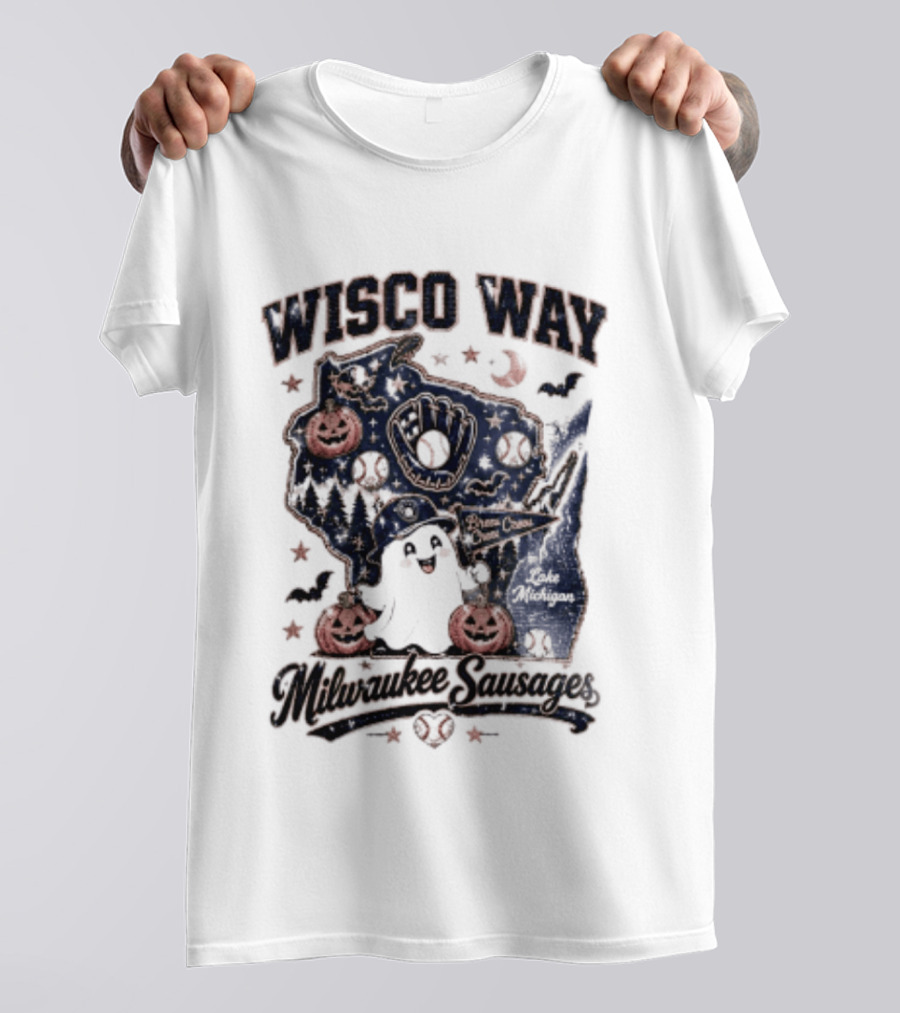 Wisco Way Milwaukee Sausages Halloween Ghosts 2026 T-Shirt
