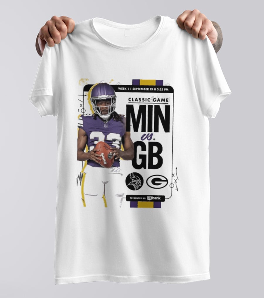Minnesota Vikings Versus Green Bay Packers Classic Game Aaron Jones MIN GB T-Shirt