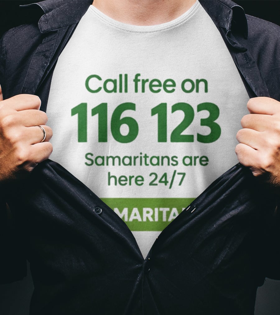Aston Villa Together Against Suicide Samaritans 116 123 Call Free 24/7 T-Shirt