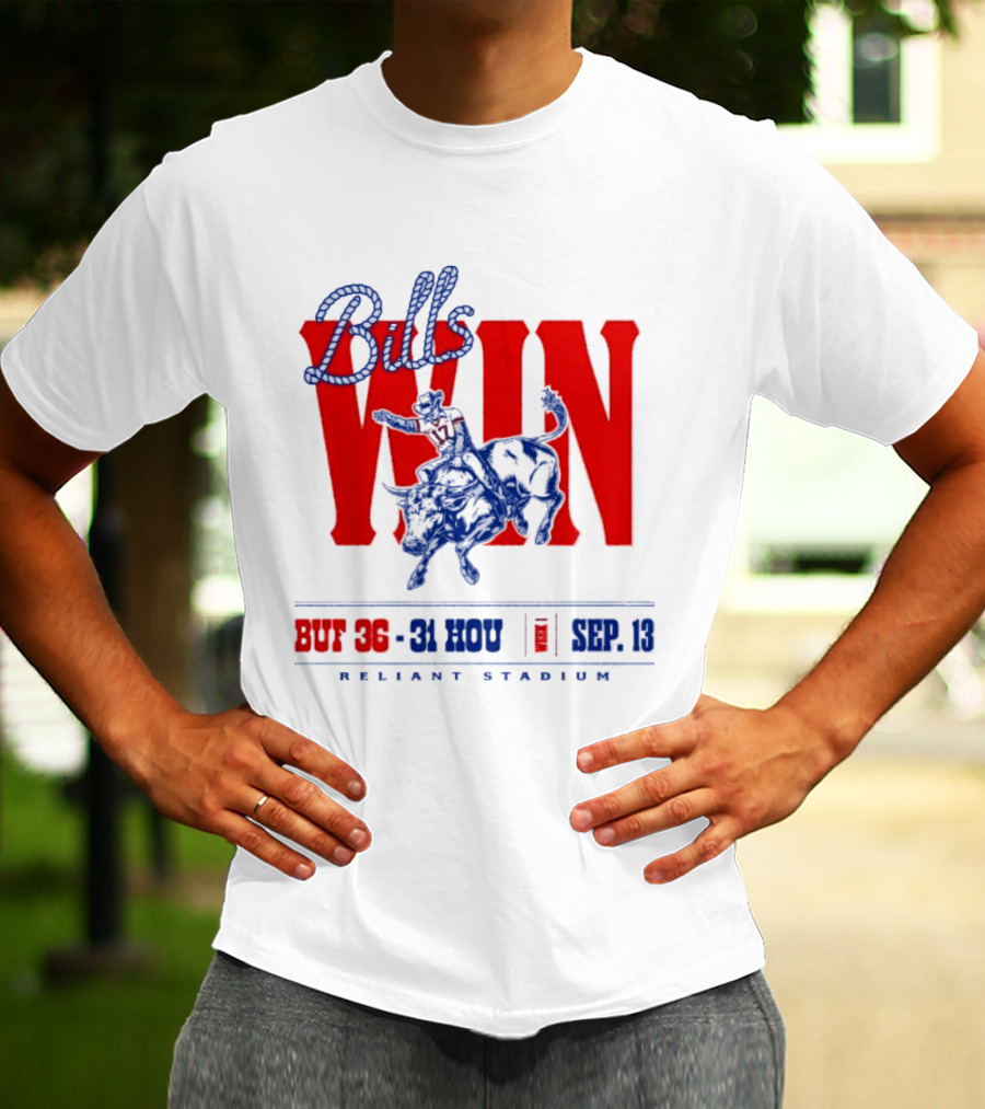 Bills Win BUF 36 31 HOU Week 1 Sep 13 Reliant Stadium Retro Style Football Victory Celebration T-Shirt