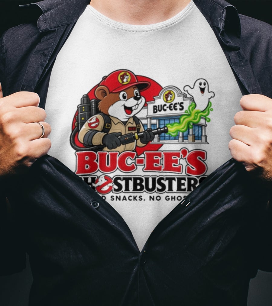 Buc Ee's Ghostbusters Good Snacks No Ghosts Ghostbuster T-Shirt