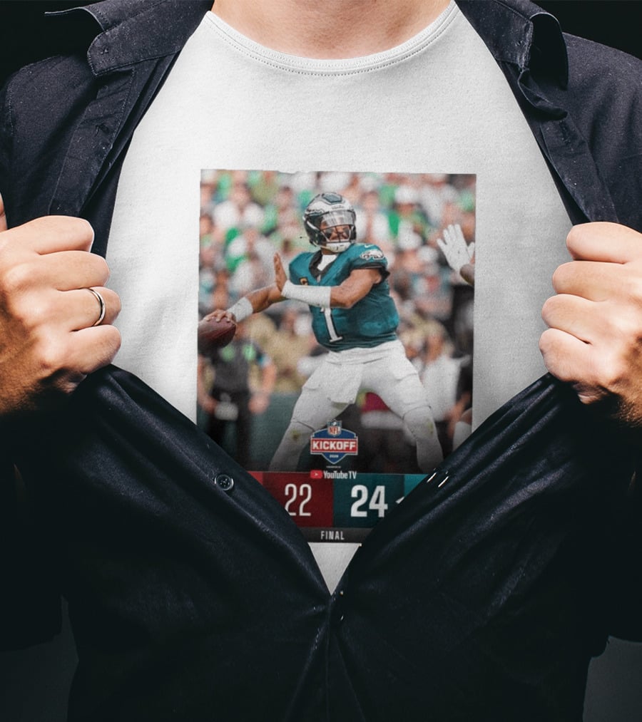 Jalen Hurts NFL Kickoff Philadelphia Eagles Victory 24 22 Final T-Shirt