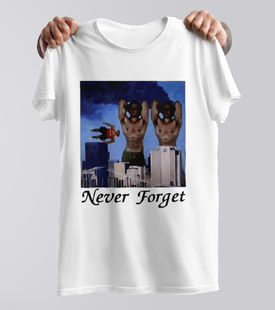 Never Forget 9 11 Internet Meme Edgy Humor Floating Character Twin Towers T-Shirt